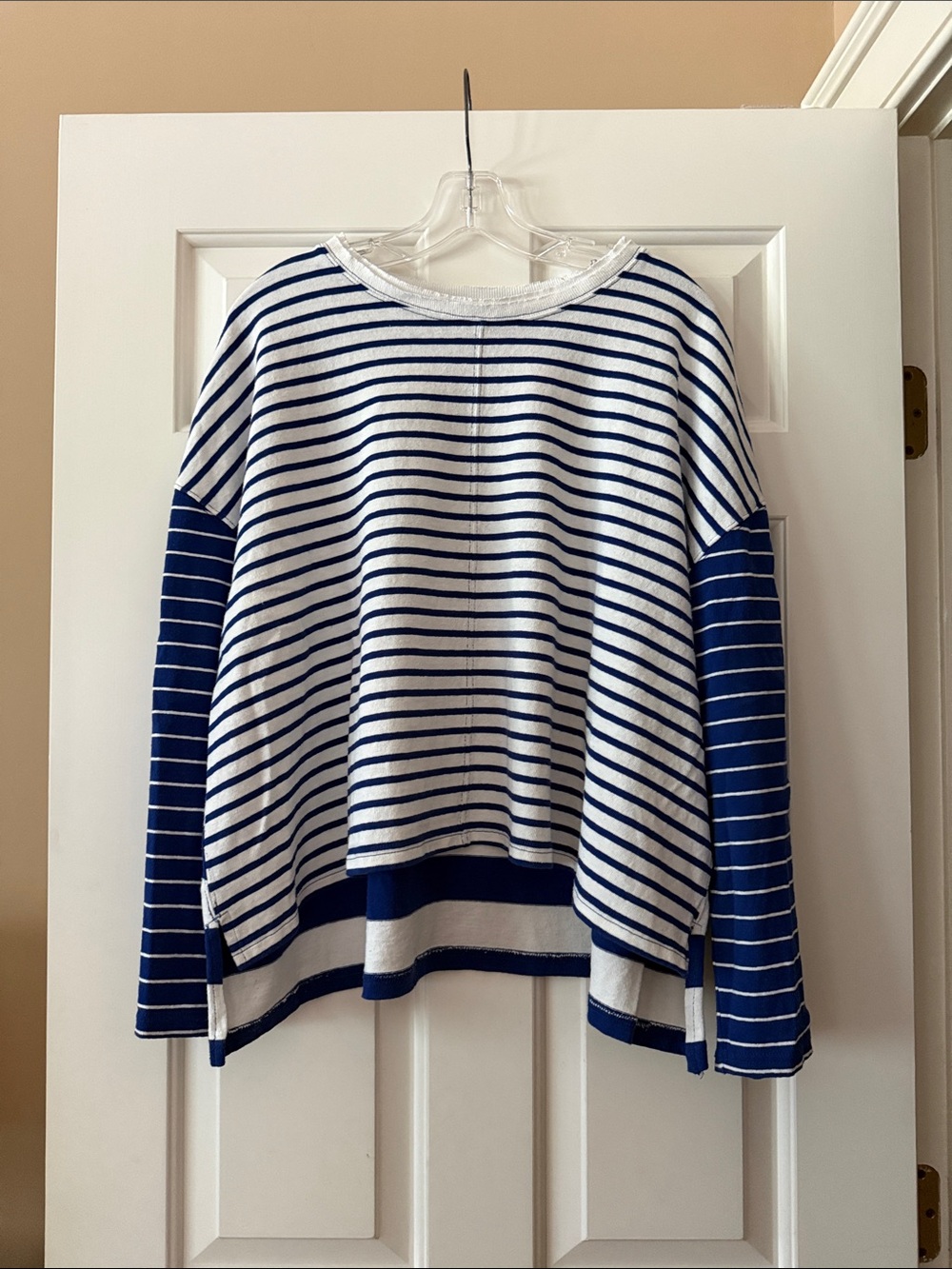 Madewell Blue and White Rugby Long sleeve in contrasting stripe